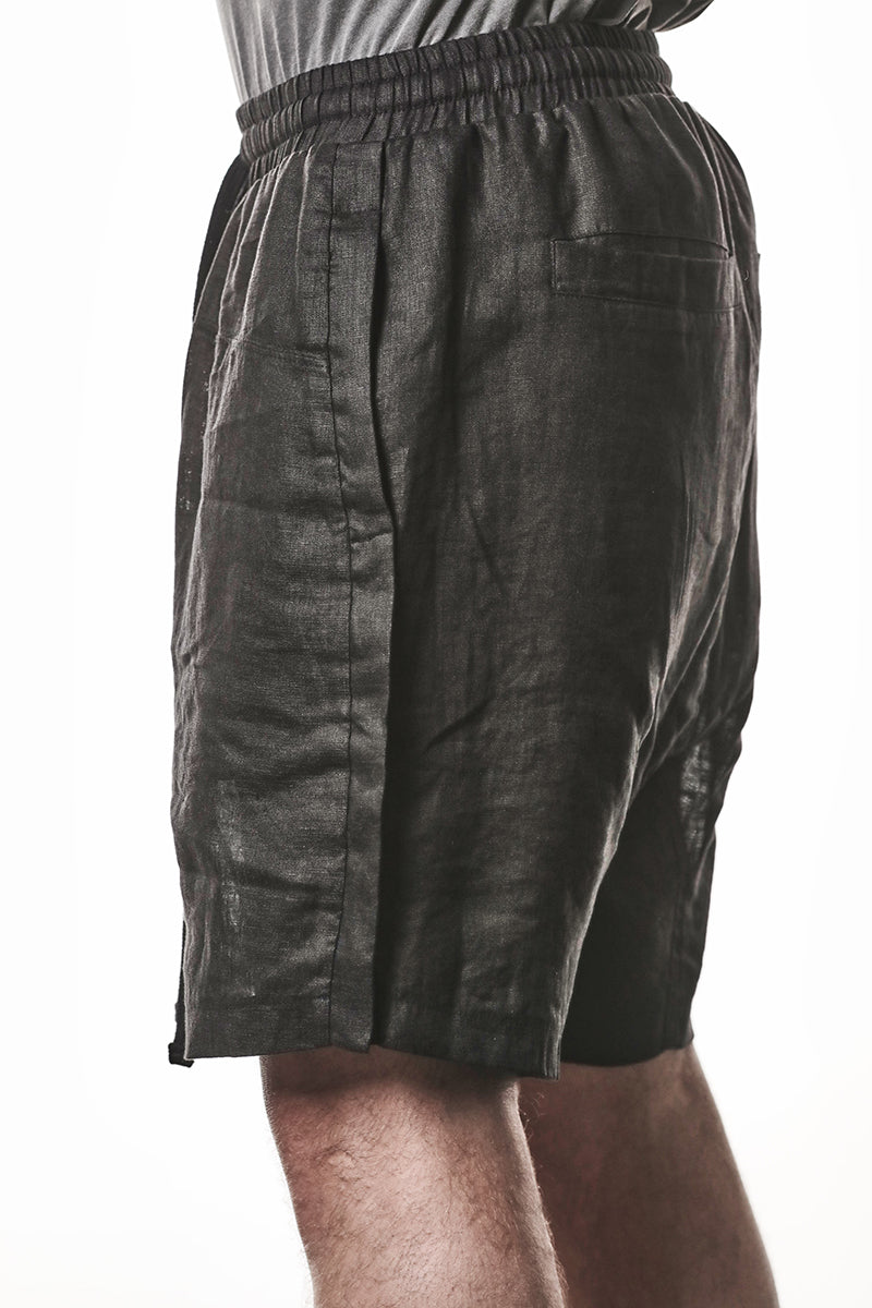 BLACK LINEN SHORTS
