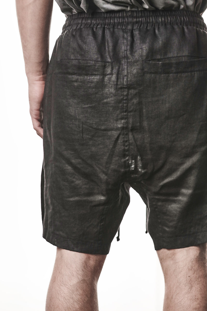 BLACK LINEN SHORTS