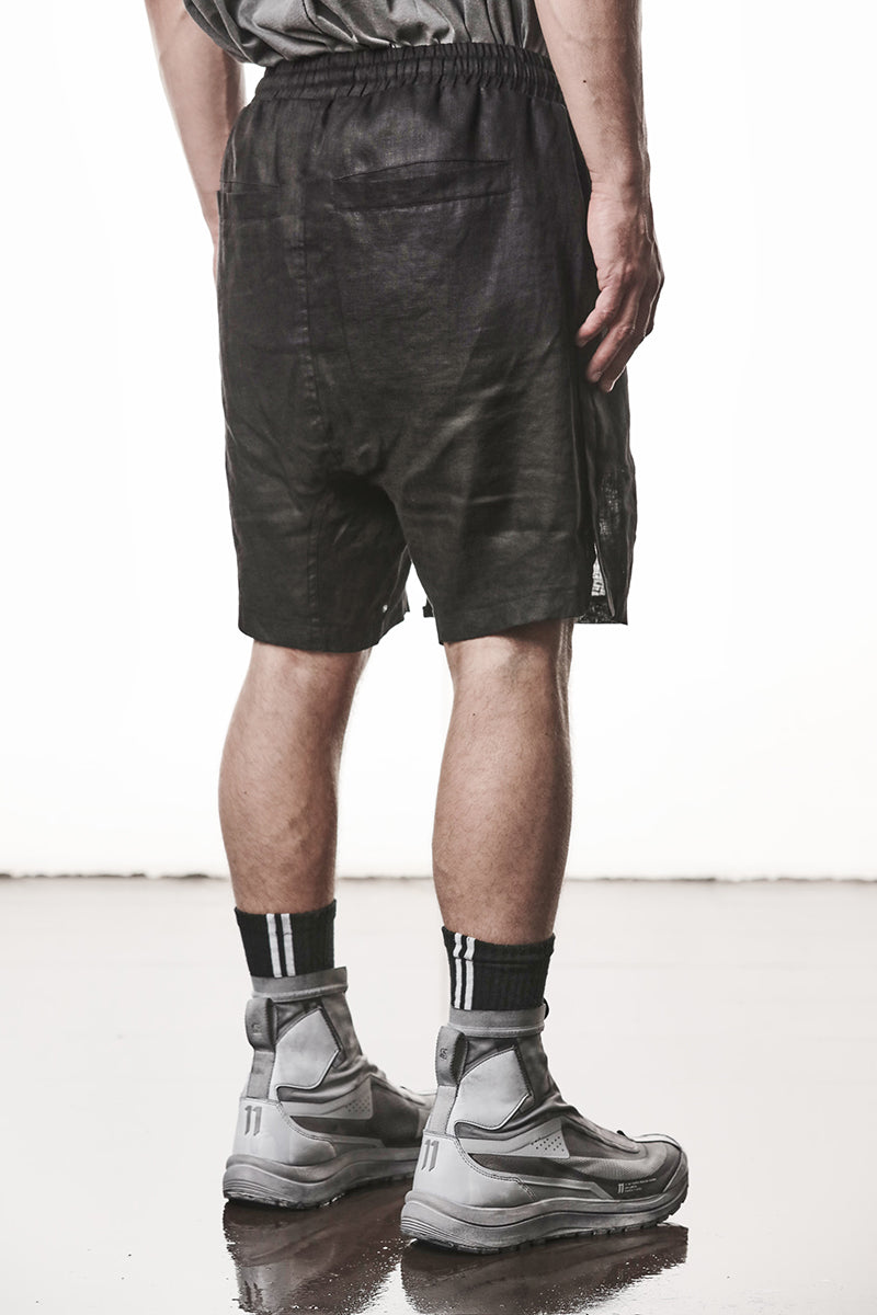 BLACK LINEN SHORTS