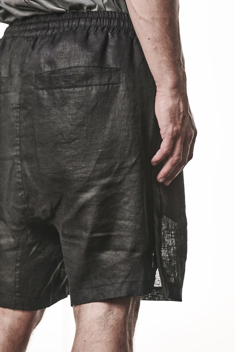 BLACK LINEN SHORTS