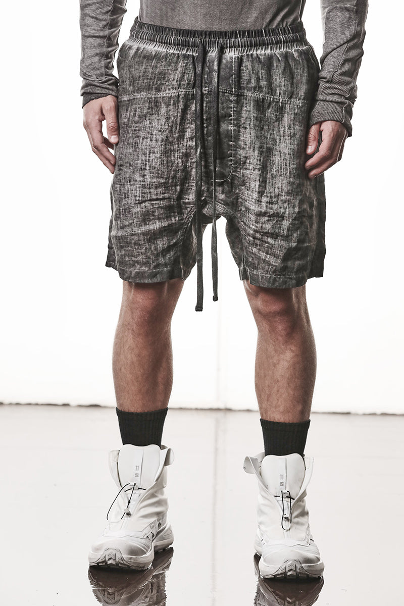 COLD DYED GREY LINEN SHORTS