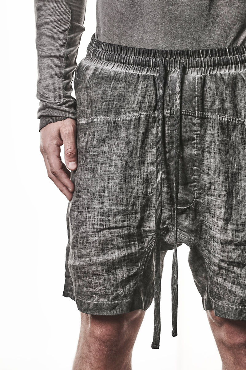 COLD DYED GREY LINEN SHORTS