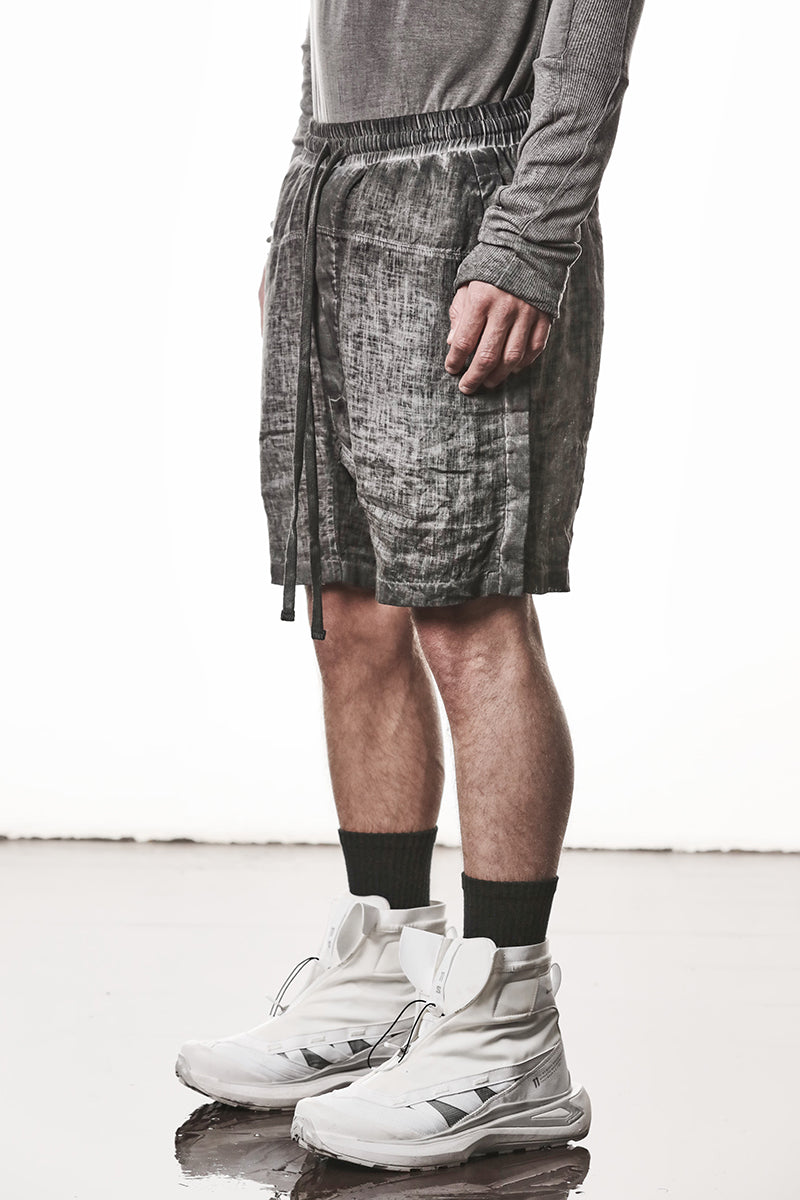 COLD DYED GREY LINEN SHORTS