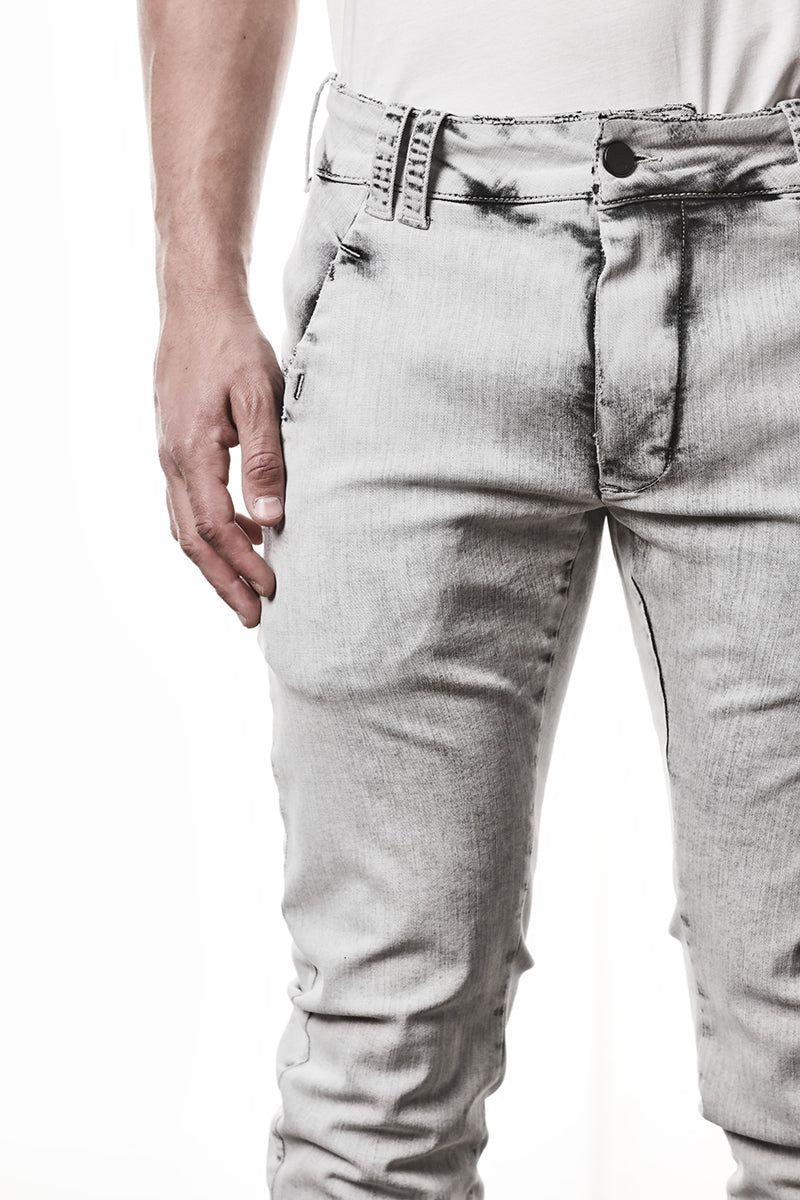 LIGHT GREY STRETCH DENIM TROUSERS