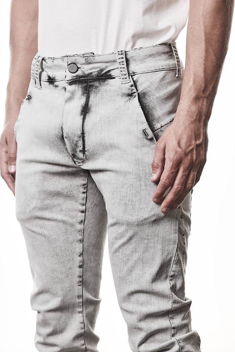 LIGHT GREY STRETCH DENIM TROUSERS
