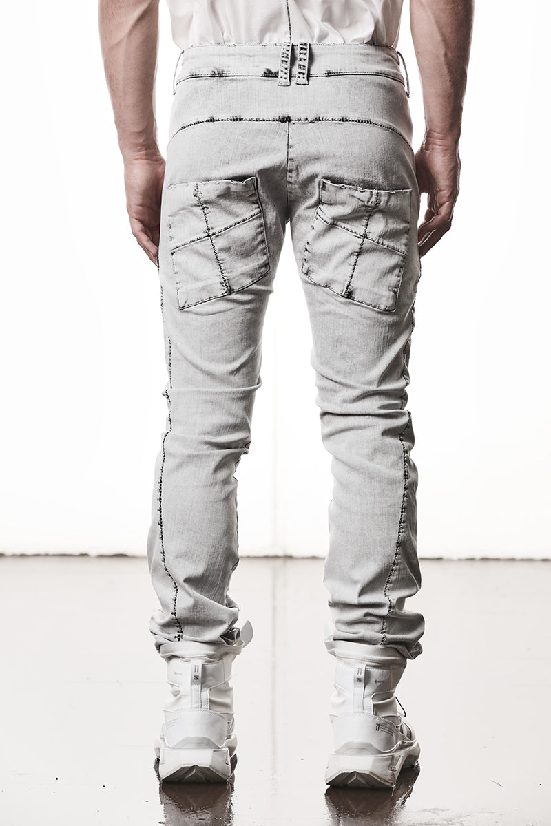 LIGHT GREY STRETCH DENIM TROUSERS