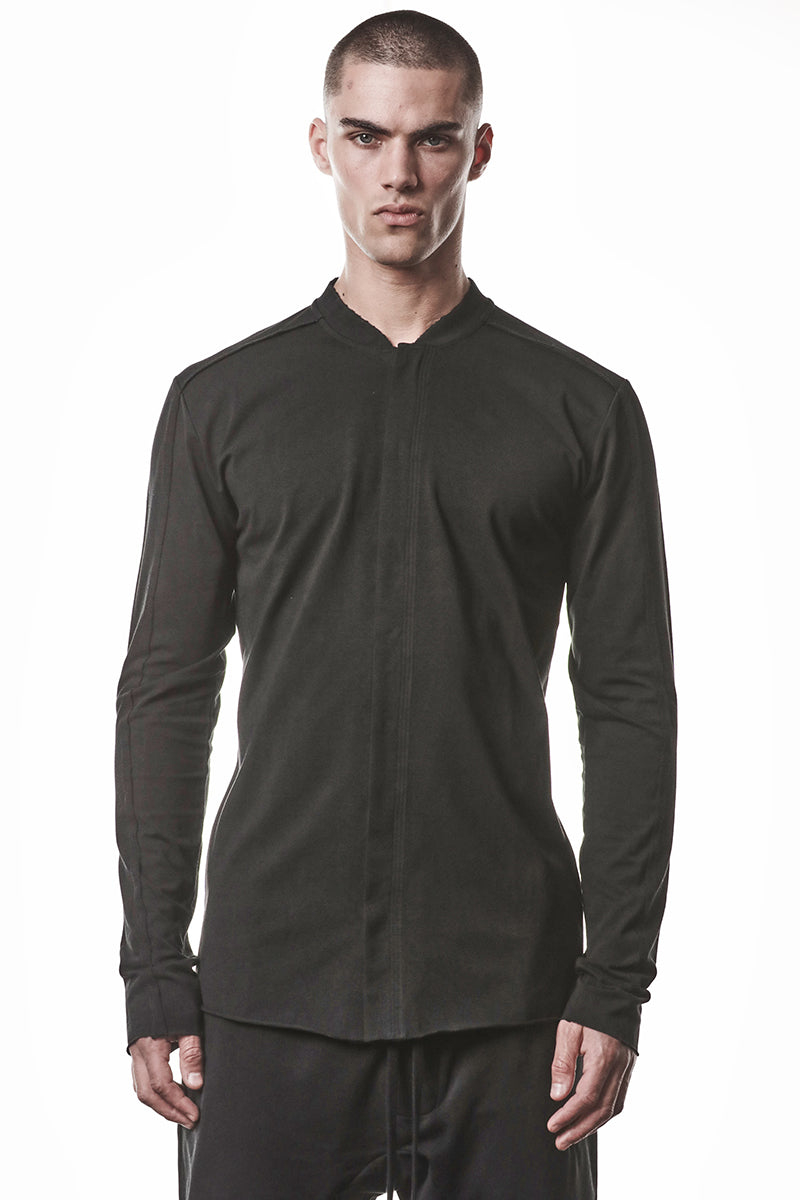 BLACK COTTON STRETCH JERSEY SHIRT