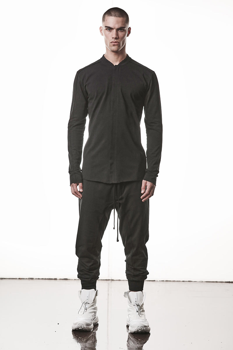 BLACK COTTON STRETCH JERSEY SHIRT