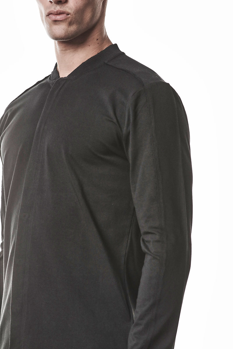 BLACK COTTON STRETCH JERSEY SHIRT