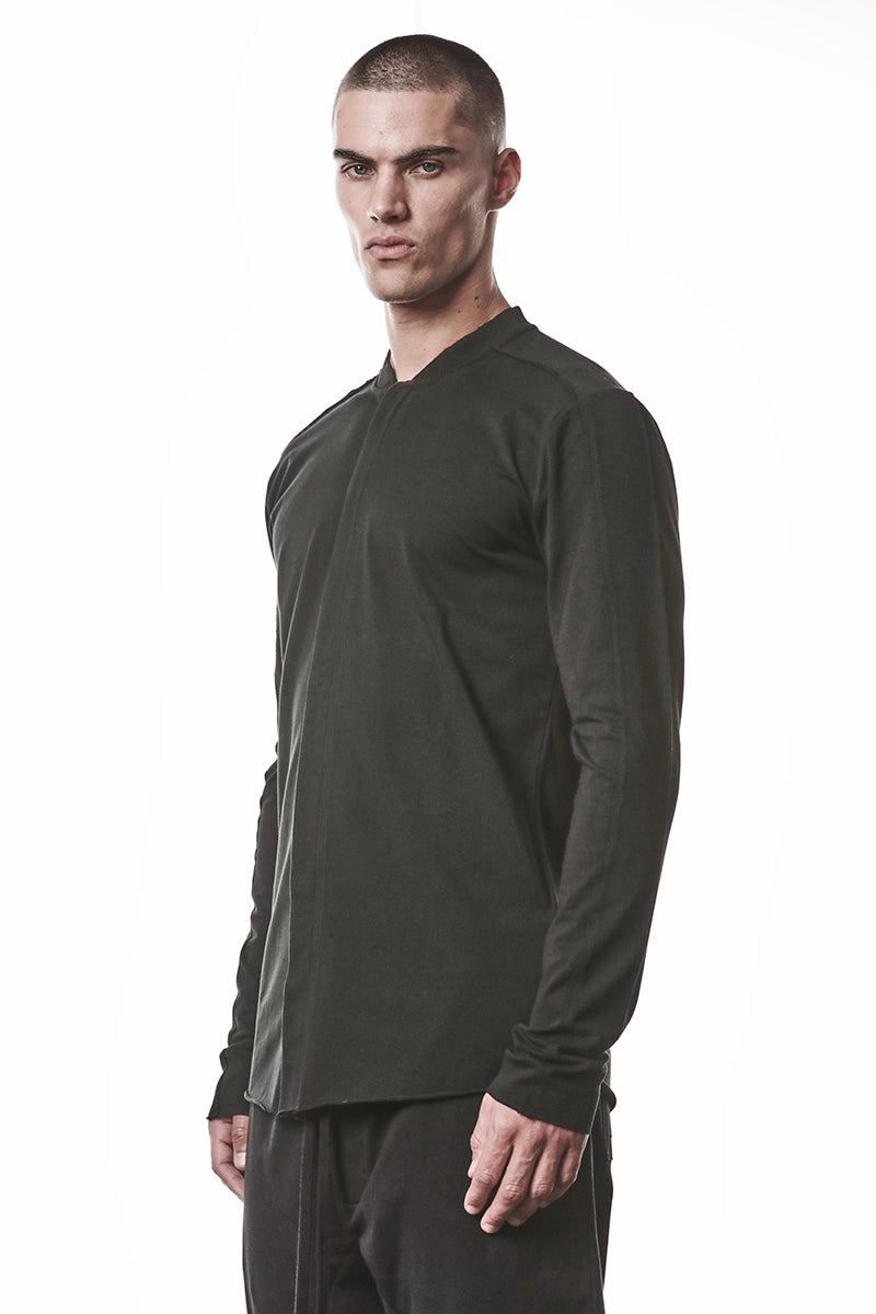 BLACK COTTON STRETCH JERSEY SHIRT