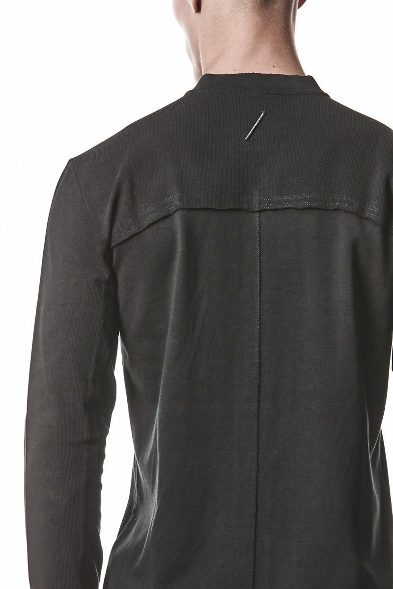 BLACK COTTON STRETCH JERSEY SHIRT