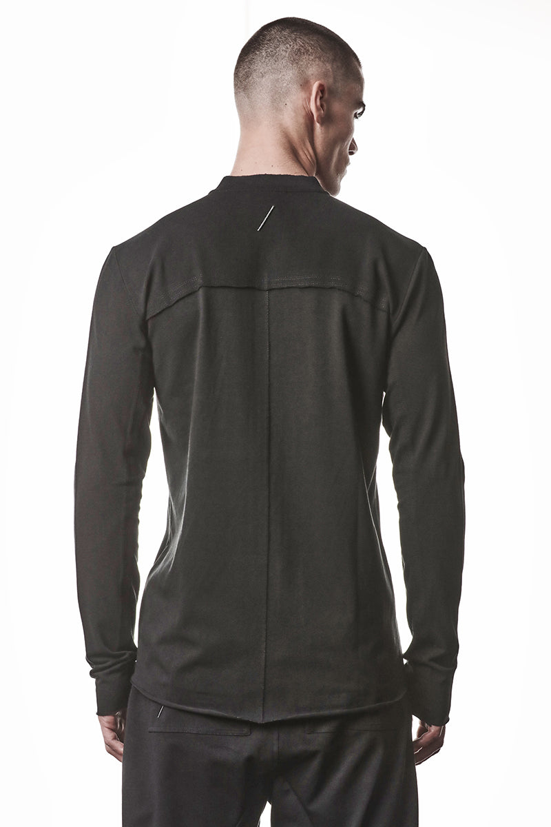 BLACK COTTON STRETCH JERSEY SHIRT