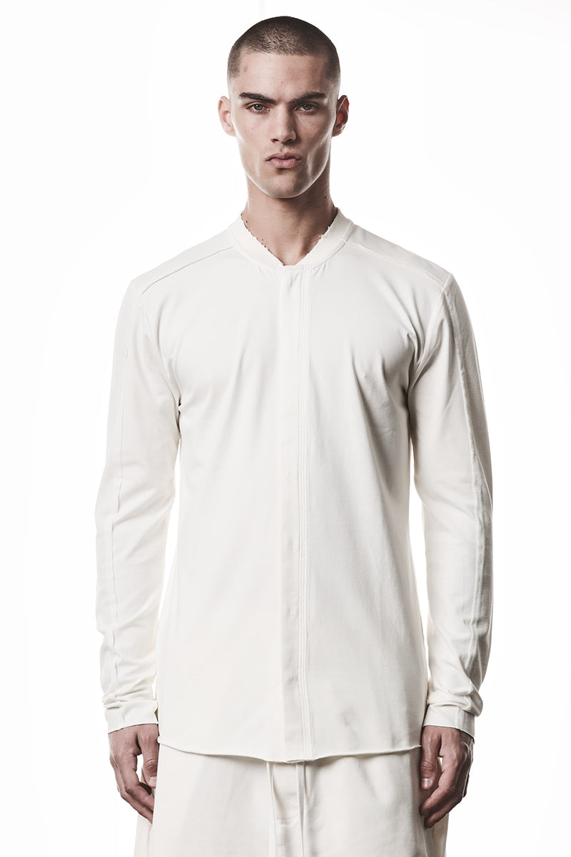 CREAM COTTON STRETCH JERSEY SHIRT