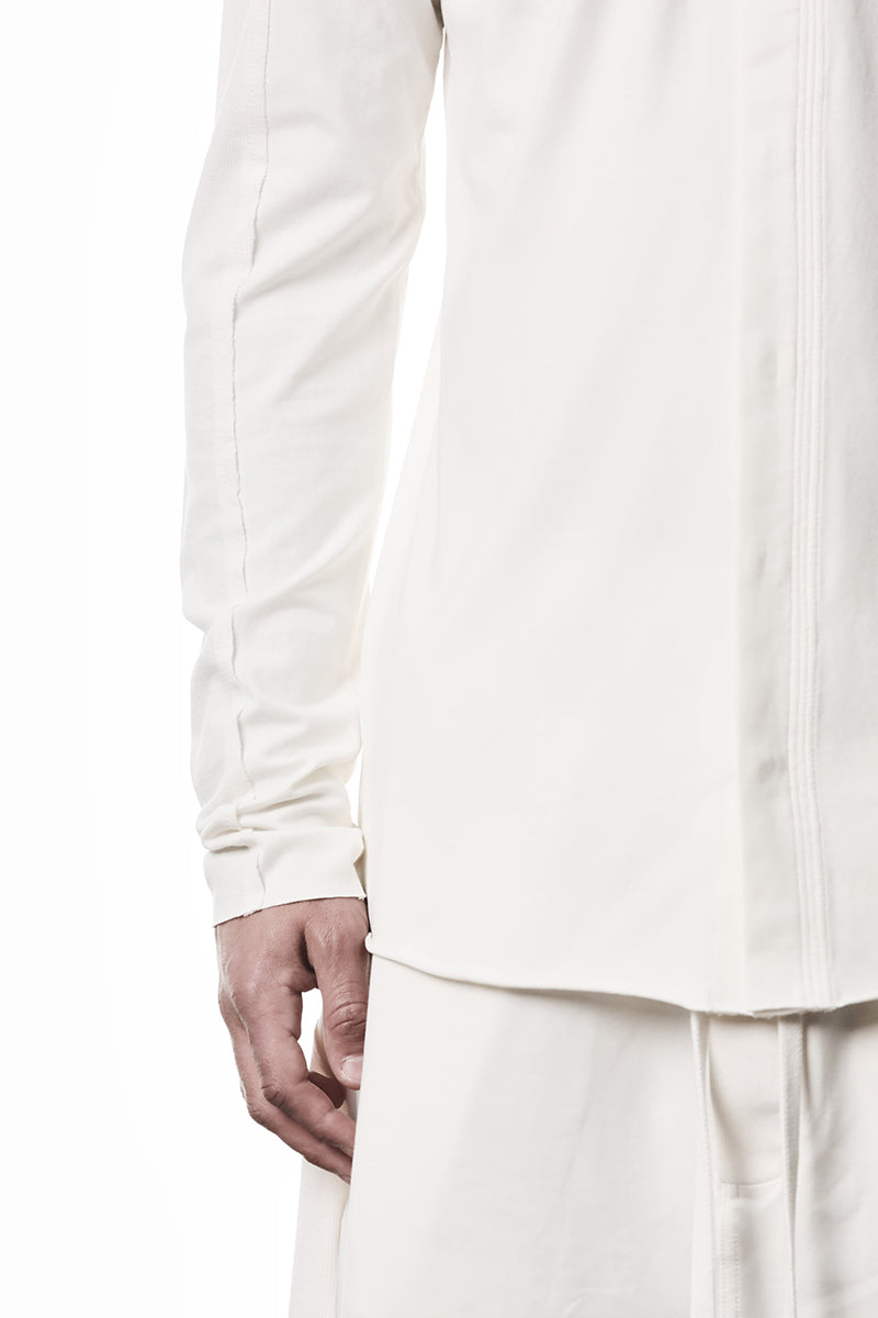 CREAM COTTON STRETCH JERSEY SHIRT