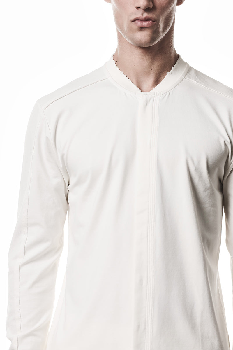 CREAM COTTON STRETCH JERSEY SHIRT