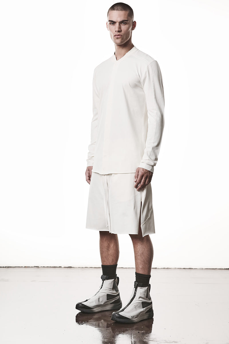 CREAM COTTON STRETCH JERSEY SHIRT