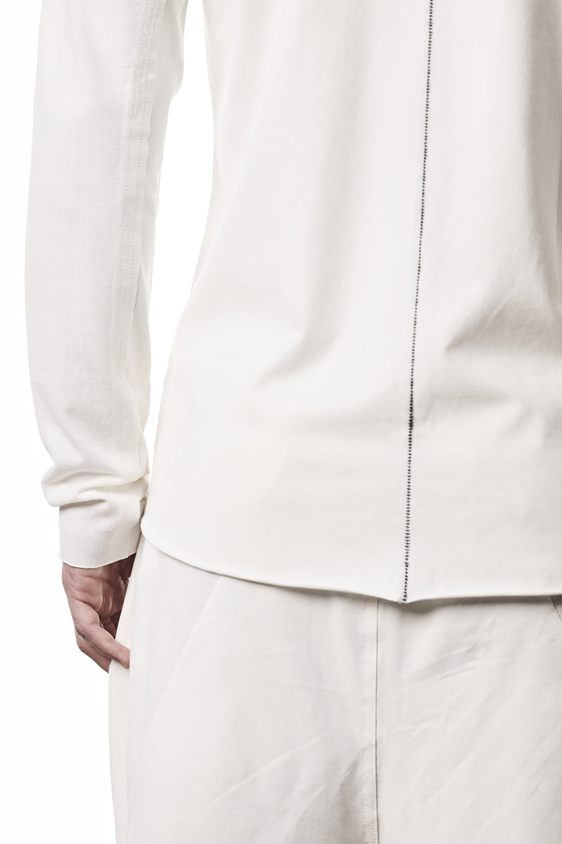 CREAM COTTON STRETCH JERSEY SHIRT