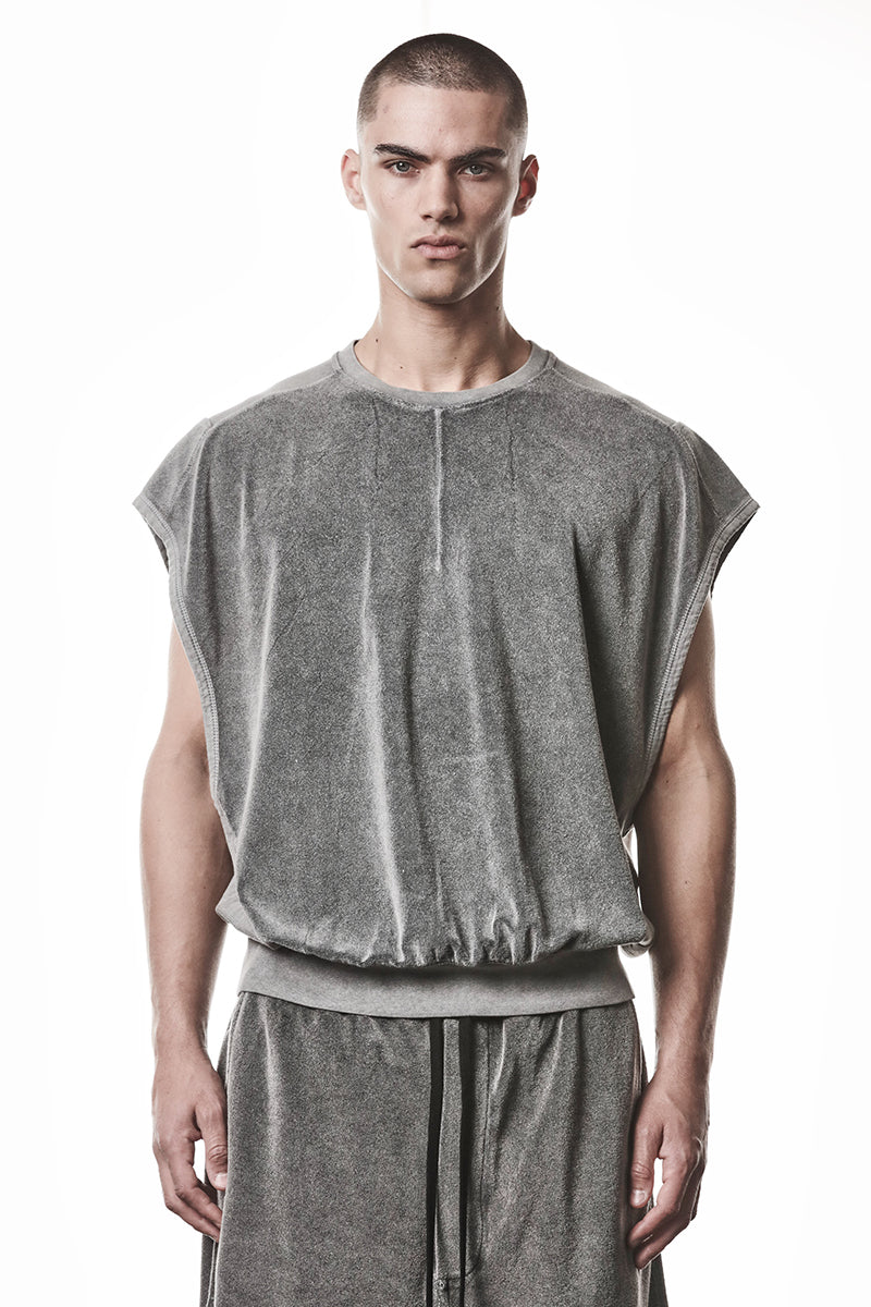 DARK USED GREY COTTON STRETCH OVER TOP
