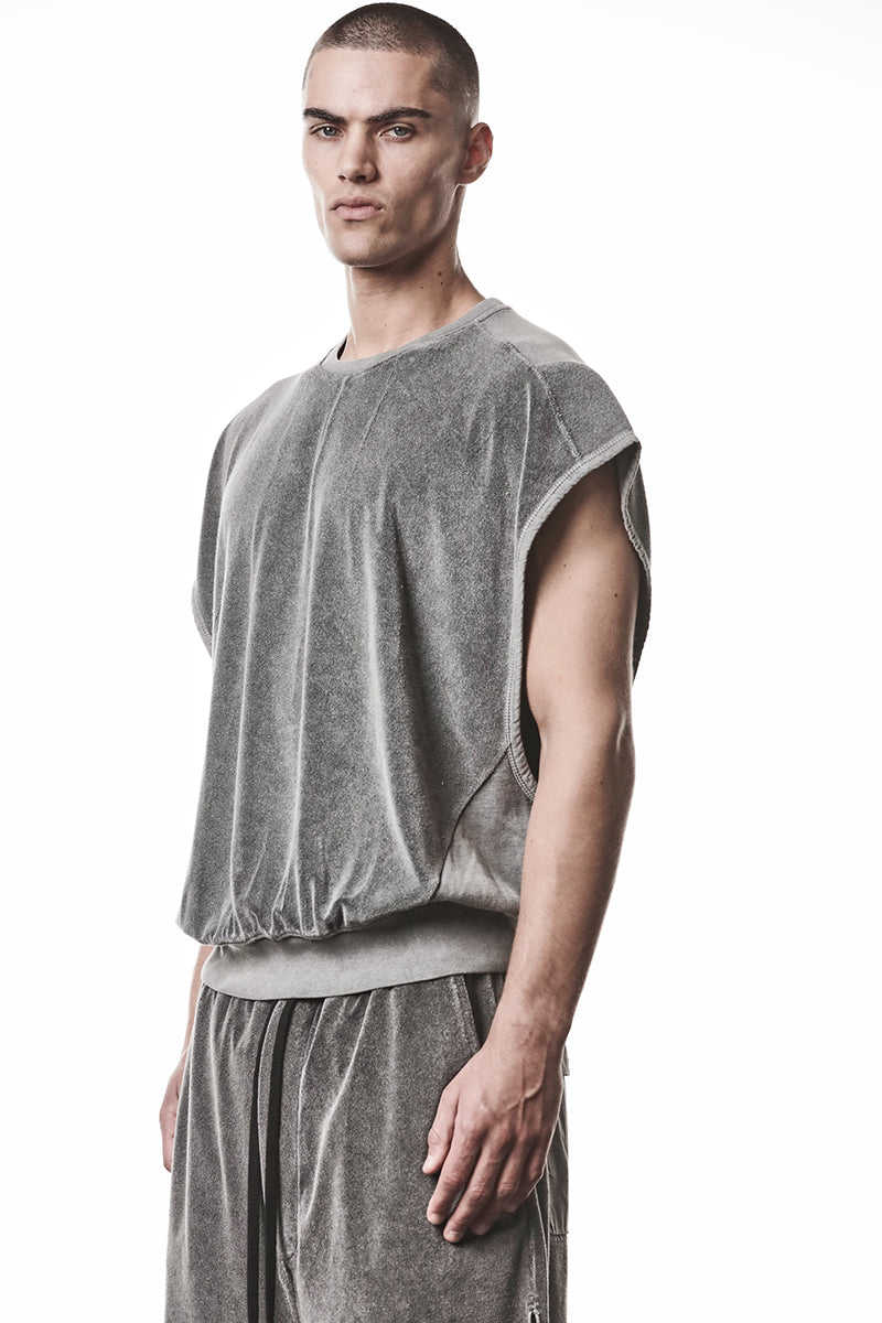 DARK USED GREY COTTON STRETCH OVER TOP