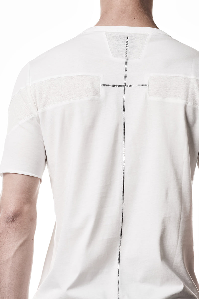OFF WHITE BACK LINEN INSERTS TEE