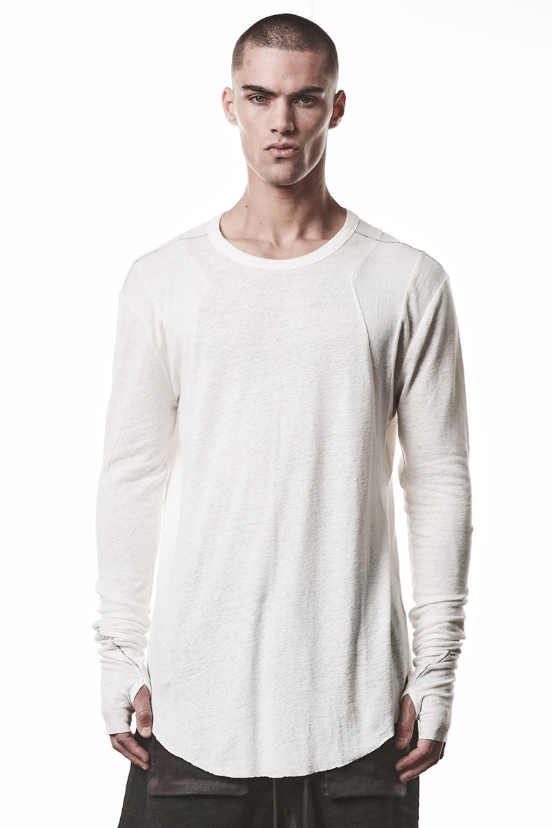 OFF WHITE LINEN BLEND LONG SLEEVES TOP