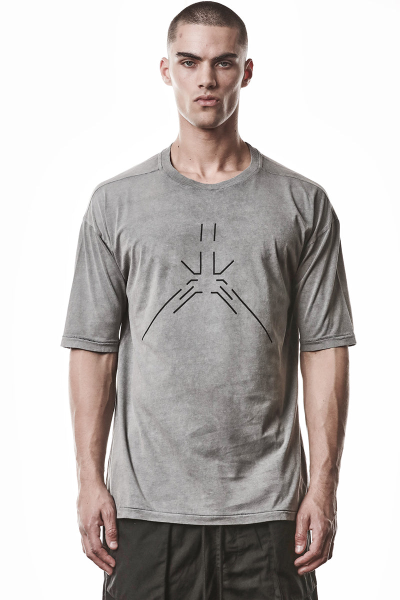 DARK USED GREY REFLECTIVE PRINT TOP