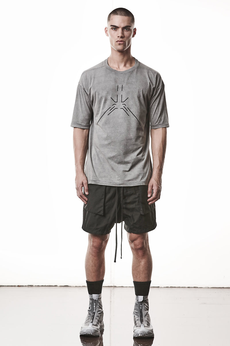 DARK USED GREY REFLECTIVE PRINT TOP