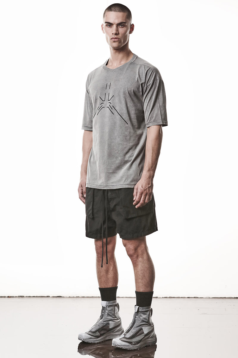 DARK USED GREY REFLECTIVE PRINT TOP