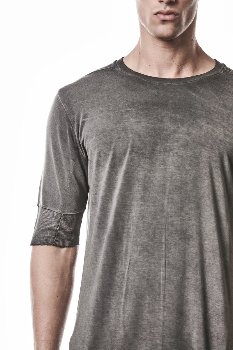COLD DYED GREY TWO LAYER LOOK TEE