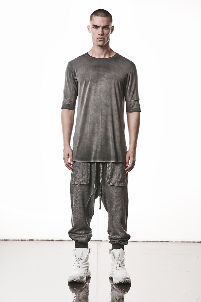 COLD DYED GREY TWO LAYER LOOK TEE