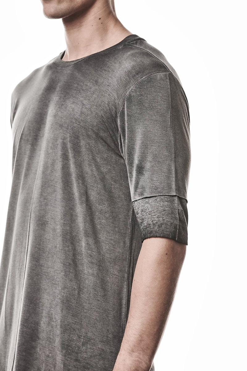 COLD DYED GREY TWO LAYER LOOK TEE