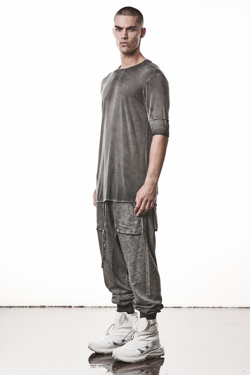 COLD DYED GREY TWO LAYER LOOK TEE