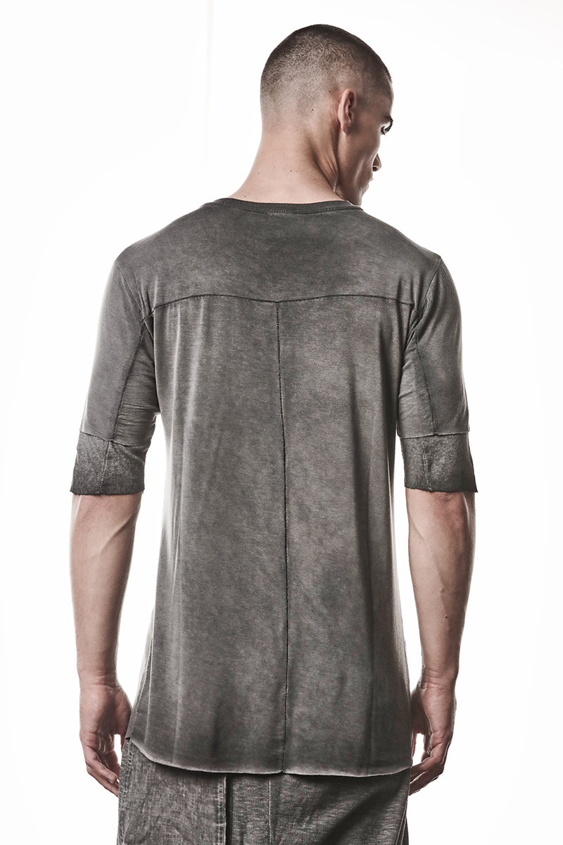 COLD DYED GREY TWO LAYER LOOK TEE
