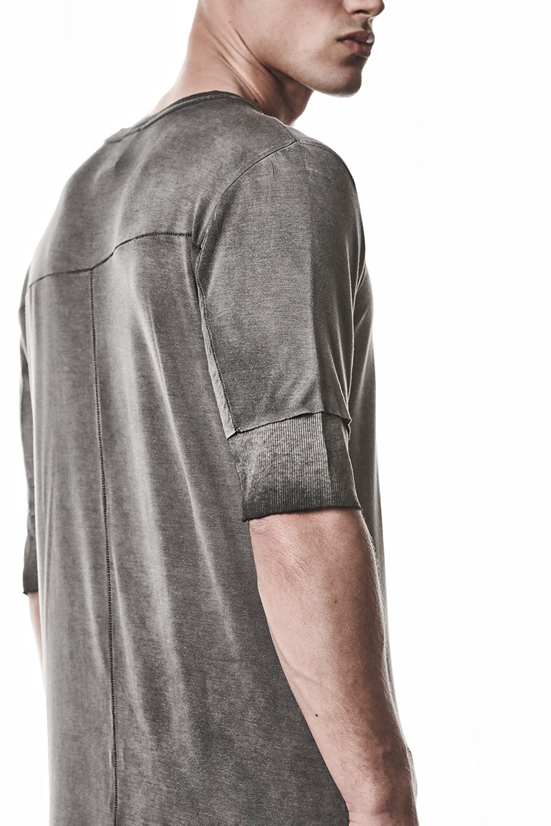 COLD DYED GREY TWO LAYER LOOK TEE