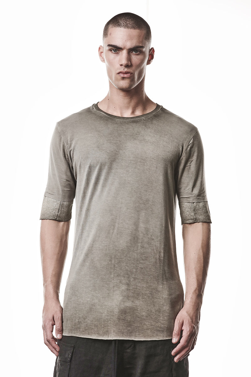 COLD DYED OLIVE TWO LAYER LOOK TEE