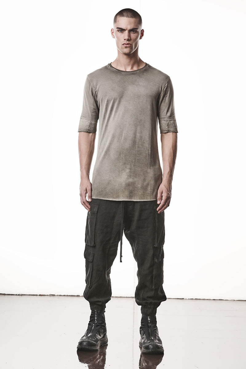 COLD DYED OLIVE TWO LAYER LOOK TEE