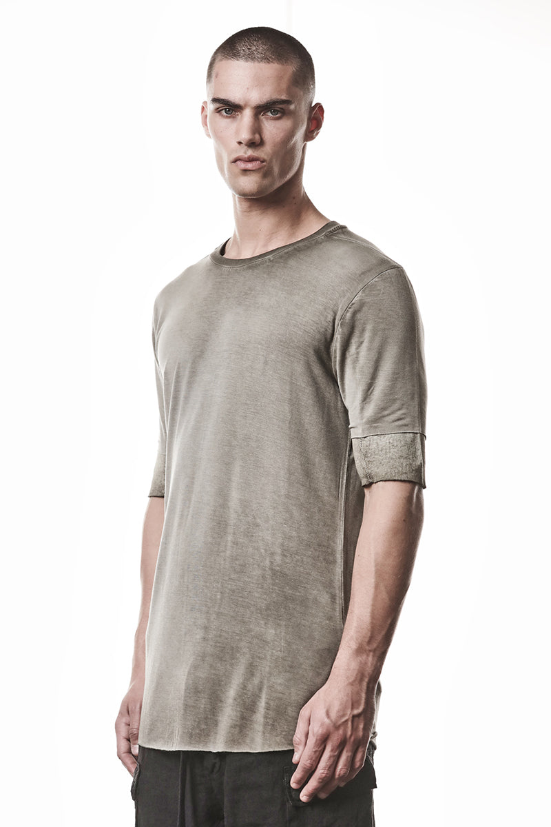 COLD DYED OLIVE TWO LAYER LOOK TEE