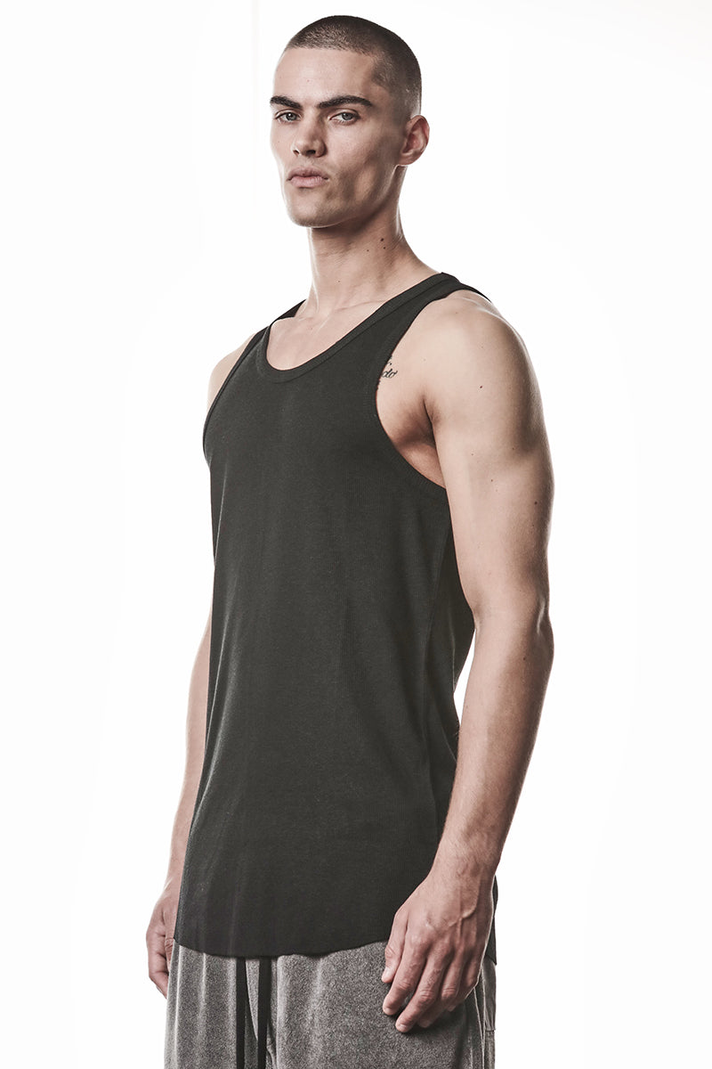 BLACK LIGHT RIB JERSEY TANK TOP