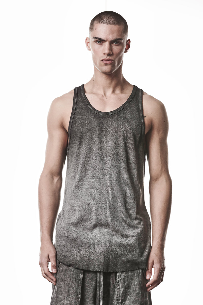 COLD DYE GREY LIGHT RIB JERSEY TANK TOP