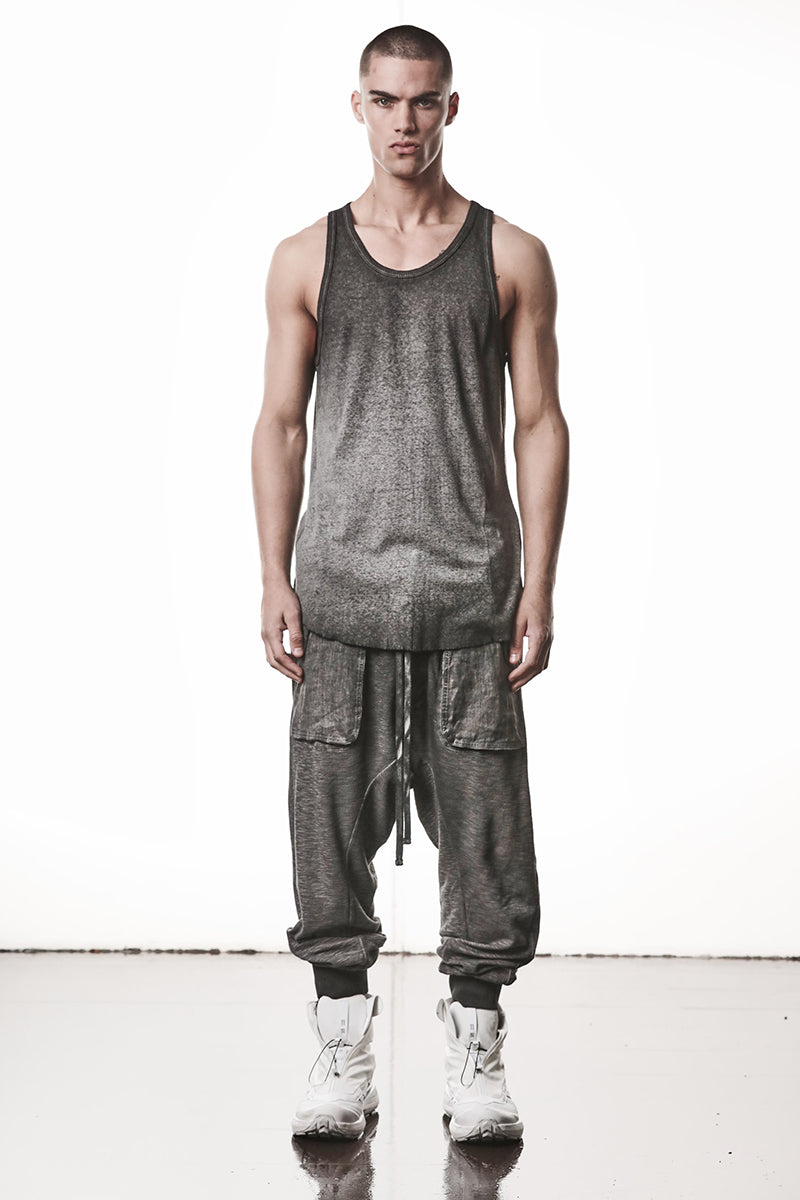 COLD DYE GREY LIGHT RIB JERSEY TANK TOP