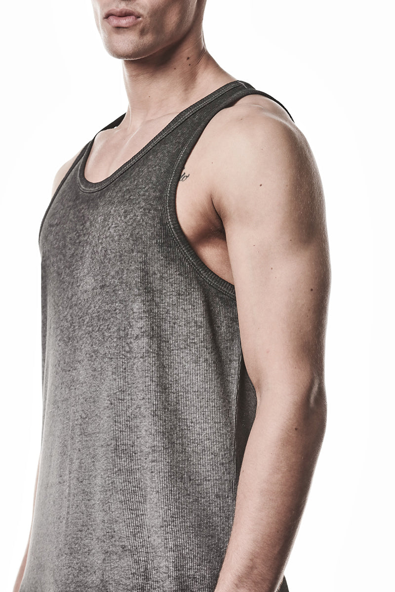COLD DYE GREY LIGHT RIB JERSEY TANK TOP