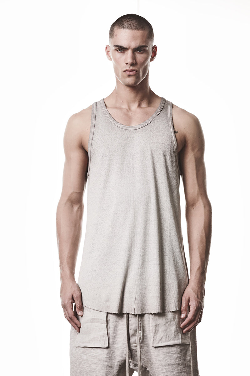 COLD DYE STONE LIGHT RIB JERSEY TANK TOP