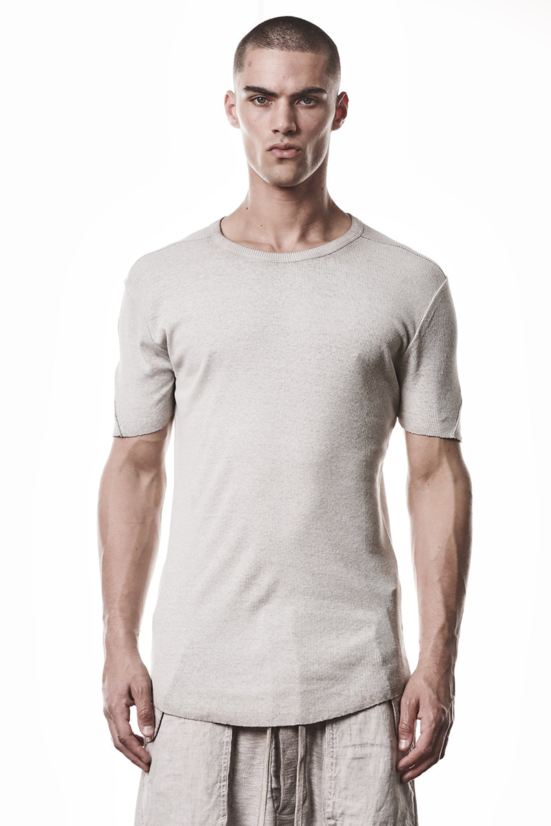 COLD DYED STONE LIGHT RIB JERSEY TEE