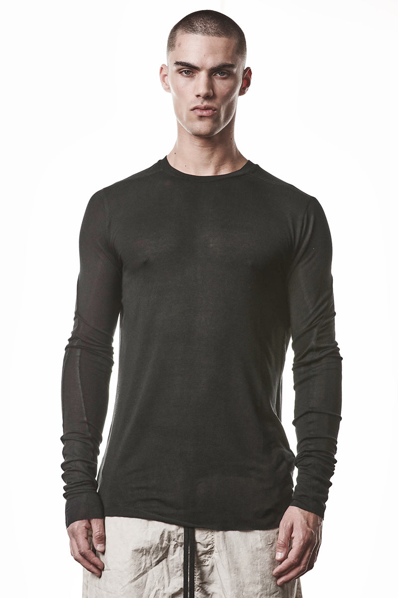 BLACK ULTRA LIGHT VISCOSE LONG SLEEVES TOP