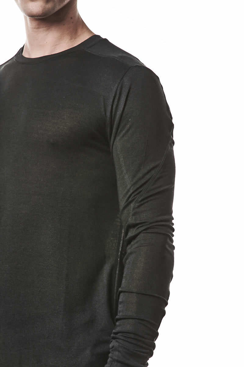 BLACK ULTRA LIGHT VISCOSE LONG SLEEVES TOP