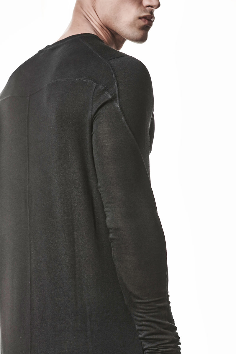 BLACK ULTRA LIGHT VISCOSE LONG SLEEVES TOP