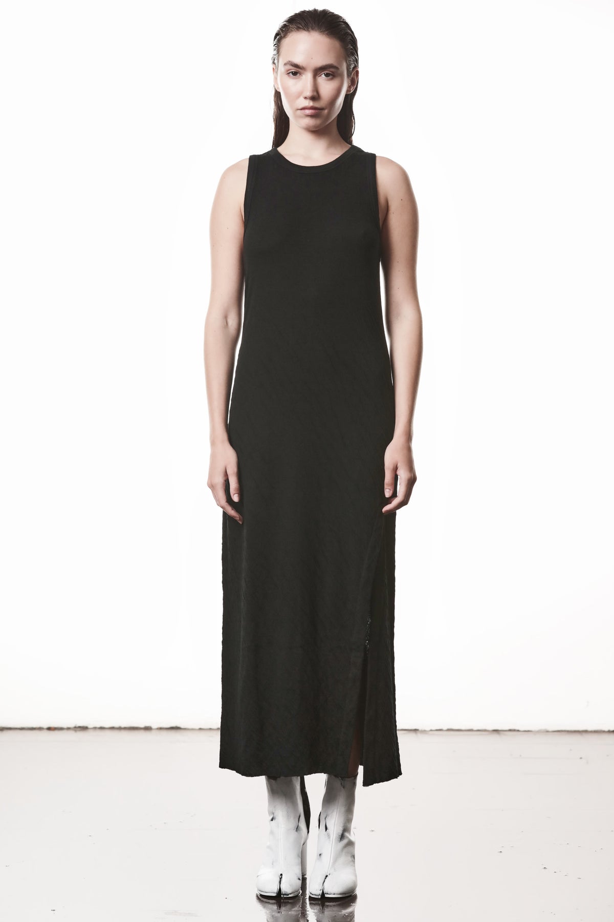 CRASHED BONDED COTTON DRESS