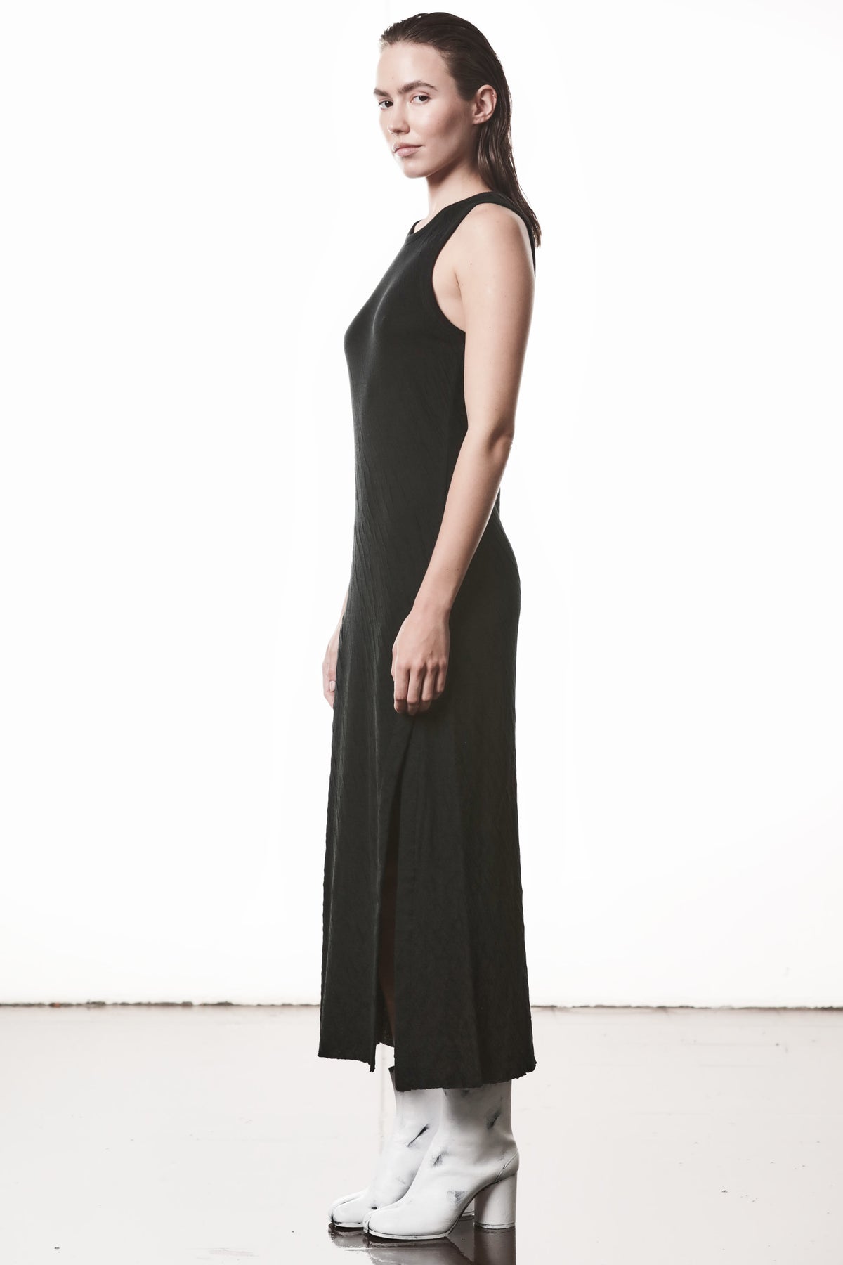 CRASHED BONDED COTTON DRESS