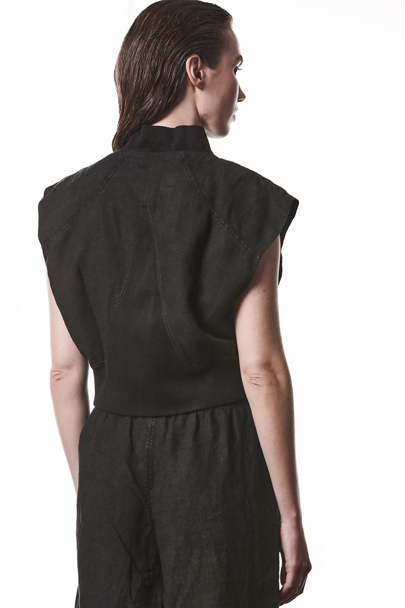 LINEN BOMBER VEST
