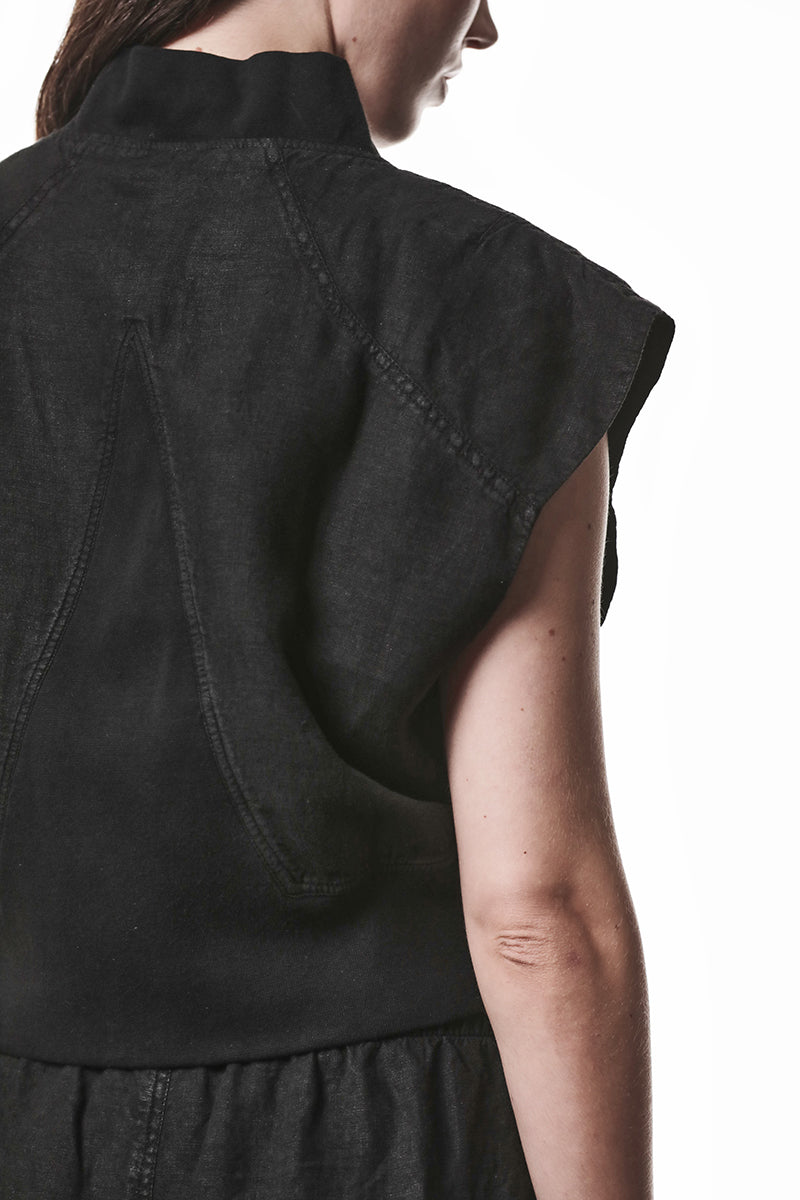 LINEN BOMBER VEST